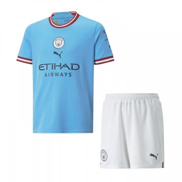 Manchester City 2022-23 Home Soccer Jerseys + Short Kid's