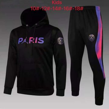 2021-22 PSG x Jordan Hoodie Black Football Training Suit(Sweatshirt + Pants) Kid's