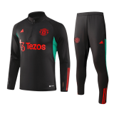 Manchester United 2023-24 Zipper Black Soccer Sweatshirt + Pants Kid's