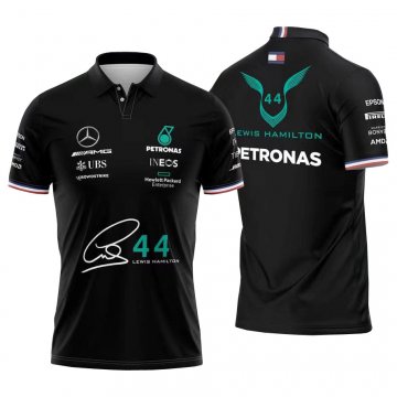 Mercedes AMG Petronas 2022 Black F1 Team Polo Jersey Men's