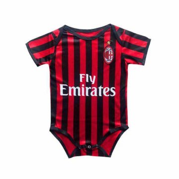 2019-20 AC Milan Home Black&Red Stripes Baby Infant Football Suit