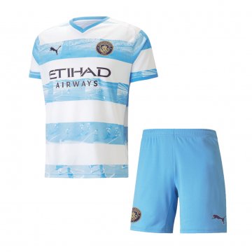 Manchester City 2022-23 93:20 Anniversary Blue Soccer Jerseys + Short Kid's
