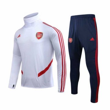 2019-20 Arsenal High Neck White Men's Football Training Suit(Sweater + Pants)