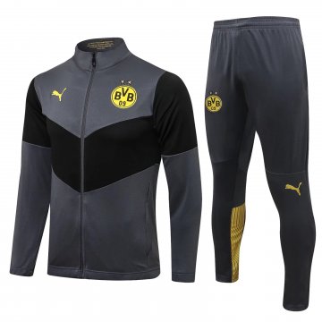 Borussia Dortmund 2021-22 Grey Soccer Training Suit Jacket + Pants Men's