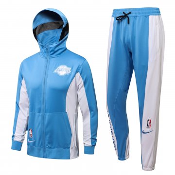 LA Lakers 2021-22 Hoodie Blue Soccer Training Suit Jacket + Pants Men's
