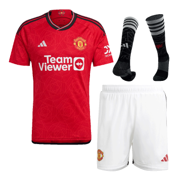 #Player Version Manchester United 2023/24 Home Soccer Jerseys + Short + Socks Men's