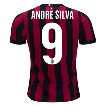 2017-18 AC Milan Home Red&Black Stripes Football Jersey Shirts André Silva #9
