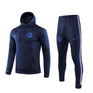 2019-20 Chelsea Hoodie Navy Men's Football Training Suit(Sweatshirt + Pants)