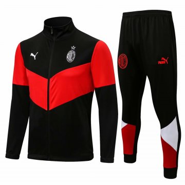 AC Milan 2021-22 Black Jacket + Pants Soccer Training Suit Men's