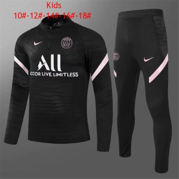 2021-22 PSG Black Football Training Suit(Sweatshirt + Pants) Kid's [2021060087]