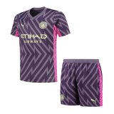 Manchester City 2023-24 Goalkeeper Purple Soccer Jerseys + Short Kid's
