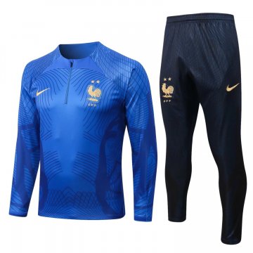 France 2022-23 Blue Stripe Soccer Training Suit Men's