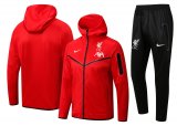 Liverpool 2022-23 Hoodie Red Soccer Training Suit Jacket + Pants Men's