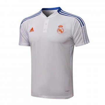 Real Madrid 2021-22 White Soccer Polo Jerseys Men's