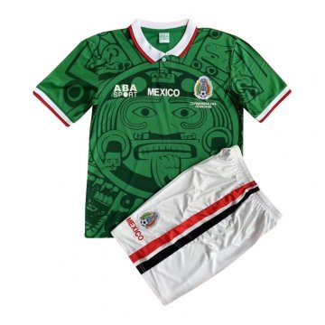 Mexico 1998 Retro Home Soccer Jerseys + Short Kid's