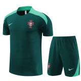 Portugal 2024 Green Soccer Jerseys + Short Men's