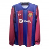 #Long Sleeve Barcelona 2023-24 Home Soccer Jerseys Men's