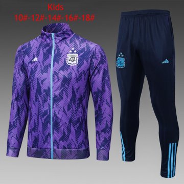 Argentina 2023 Purple Soccer Jacket + Pants Kid's