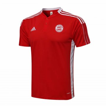 Bayern Munich 2021-22 Red Stripes Soccer Polo Jerseys Men's