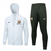 #Hoodie Barcelona 2023-24 Light Grey Soccer Jacket + Pants Men's