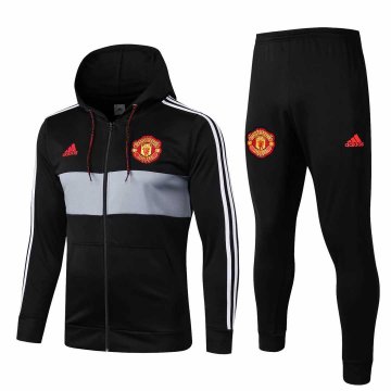 2019-20 Manchester United Hoodie Black Men's Football Training Suit(Jacket + Pants) [46912011]