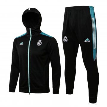 Real Madrid 2021-22 Black - Light Blue Soccer Training Suit Jacket + Pants Men's