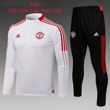 Manchester United 2021-22 White Soccer Training Suit Kid's