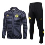 Borussia Dortmund 2022-23 Grey - Black Soccer Jacket + Pants Men's