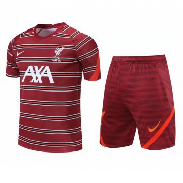 2021-22 Liverpool Burgundy Men's Short Football Training Shirt + Short