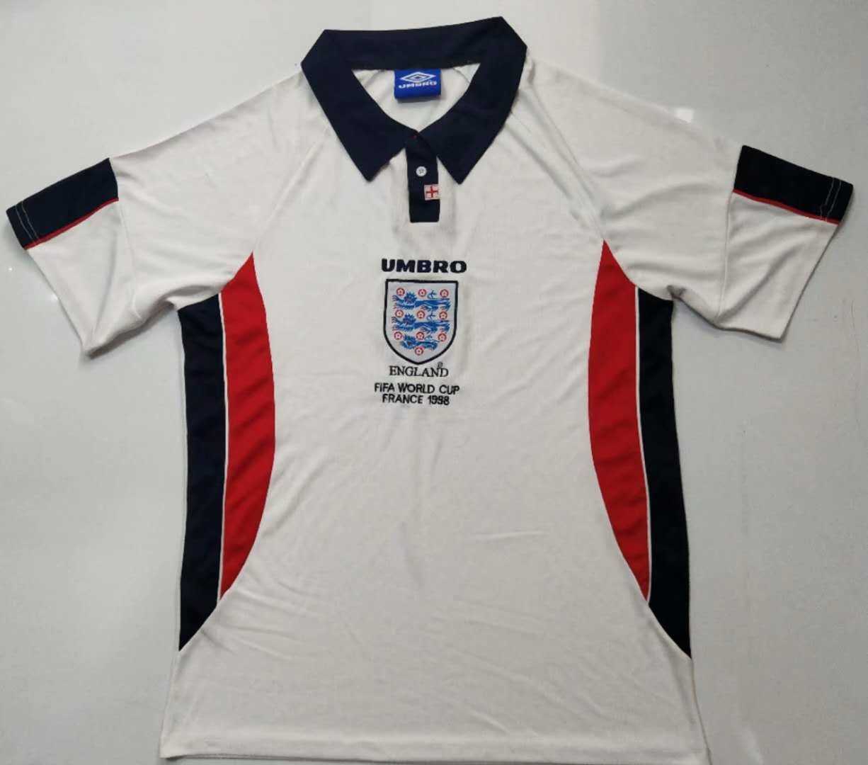 1998 England Retro Home Men's Football Jersey Shirts