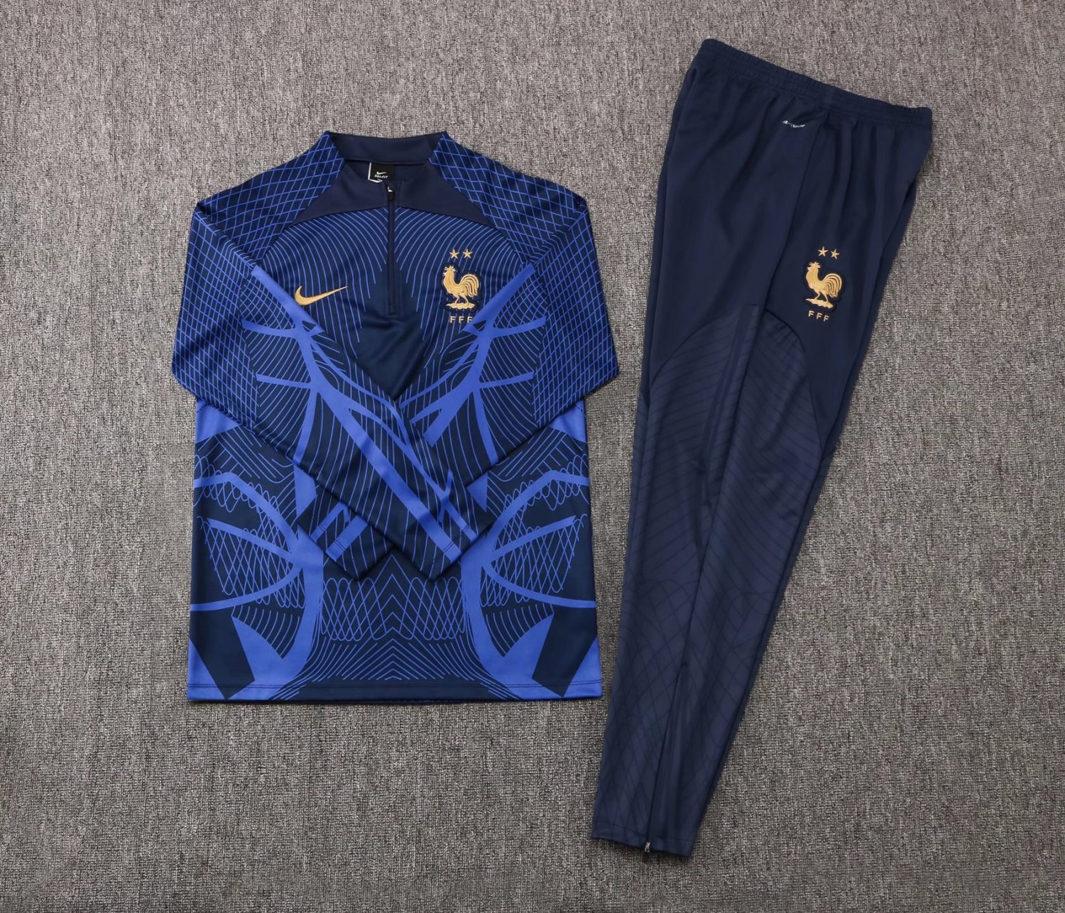 France 2022 Royal 3D Print Soccer Training Suit  Men's