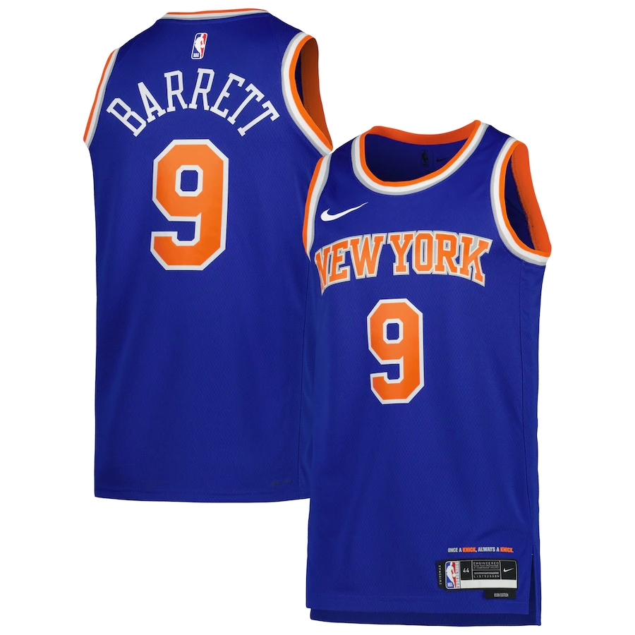 RJ Barrett #9 New York Knicks 2022-23 Blue Jerseys - Icon Edition Men's