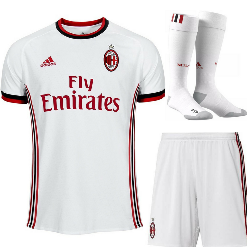 2017-18 AC Milan Away White Football Jersey Shirts Full Kit (Shirt+short+socks)